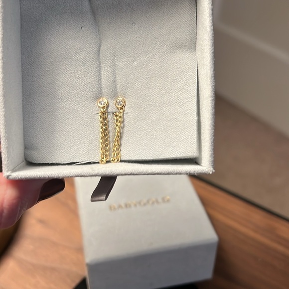 Babygold Cuban Link drop chain Diamond earrings - Picture 8 of 8